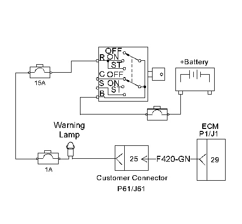 g01080837 C-10, C-12, C-15 and C-16 Industrial Engines - Warning Lamp Circuit - Test C15 C15